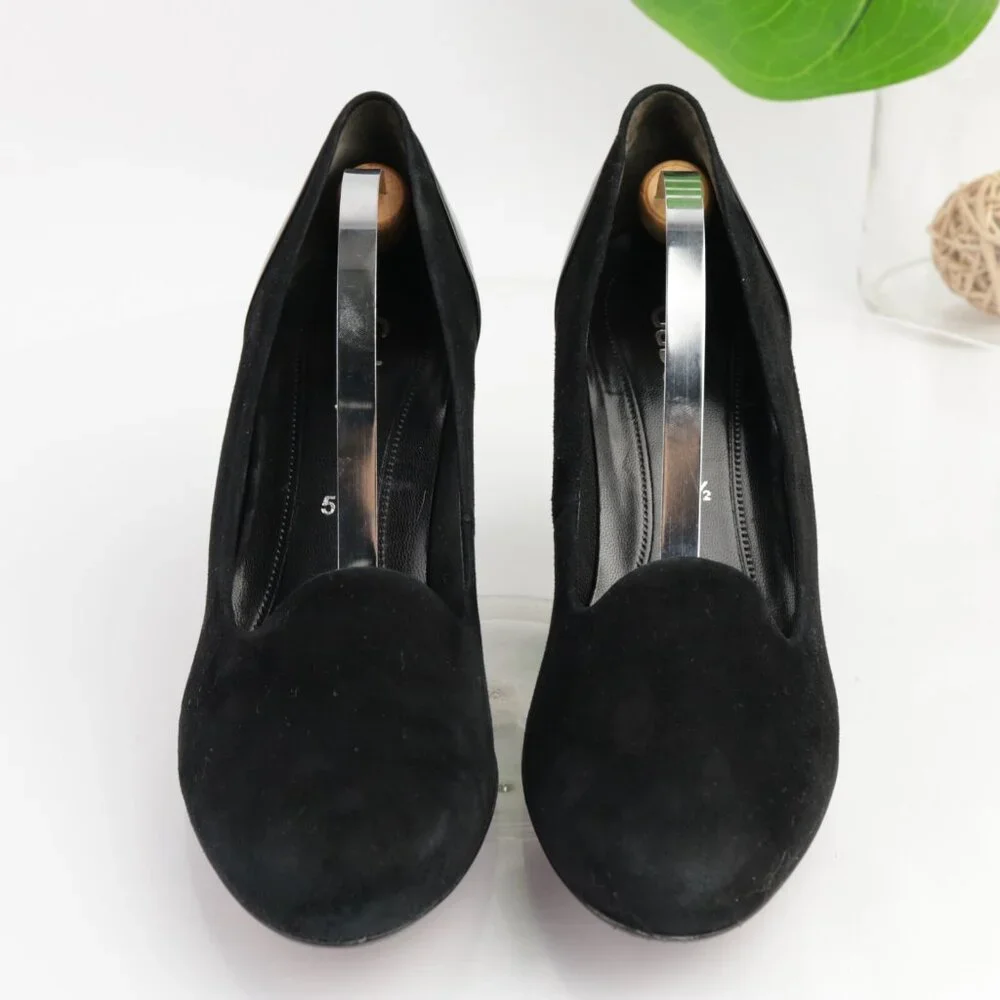 Gabor Womens Vision Pumps Size 8 Black Suede Patent Mid Heel Comfy Dress Shoes